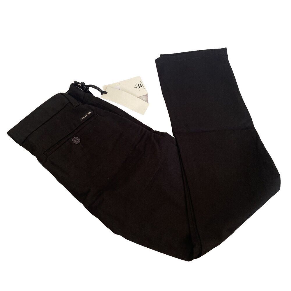NWT Billabong Kids Carter Chino Stretch Pants Boy's 24/8 Black School Uniform
